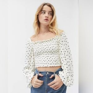 UO Smocked Polka Dot Crop Top